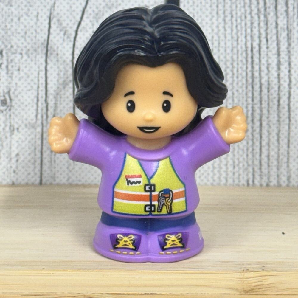 Fisher Price Little People Bus Driver Woman Purple Town Village House Black Hair